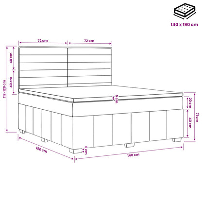 Postel Boxspring S Matrací S Čelo Krémová 140 X 190 Cm Textil