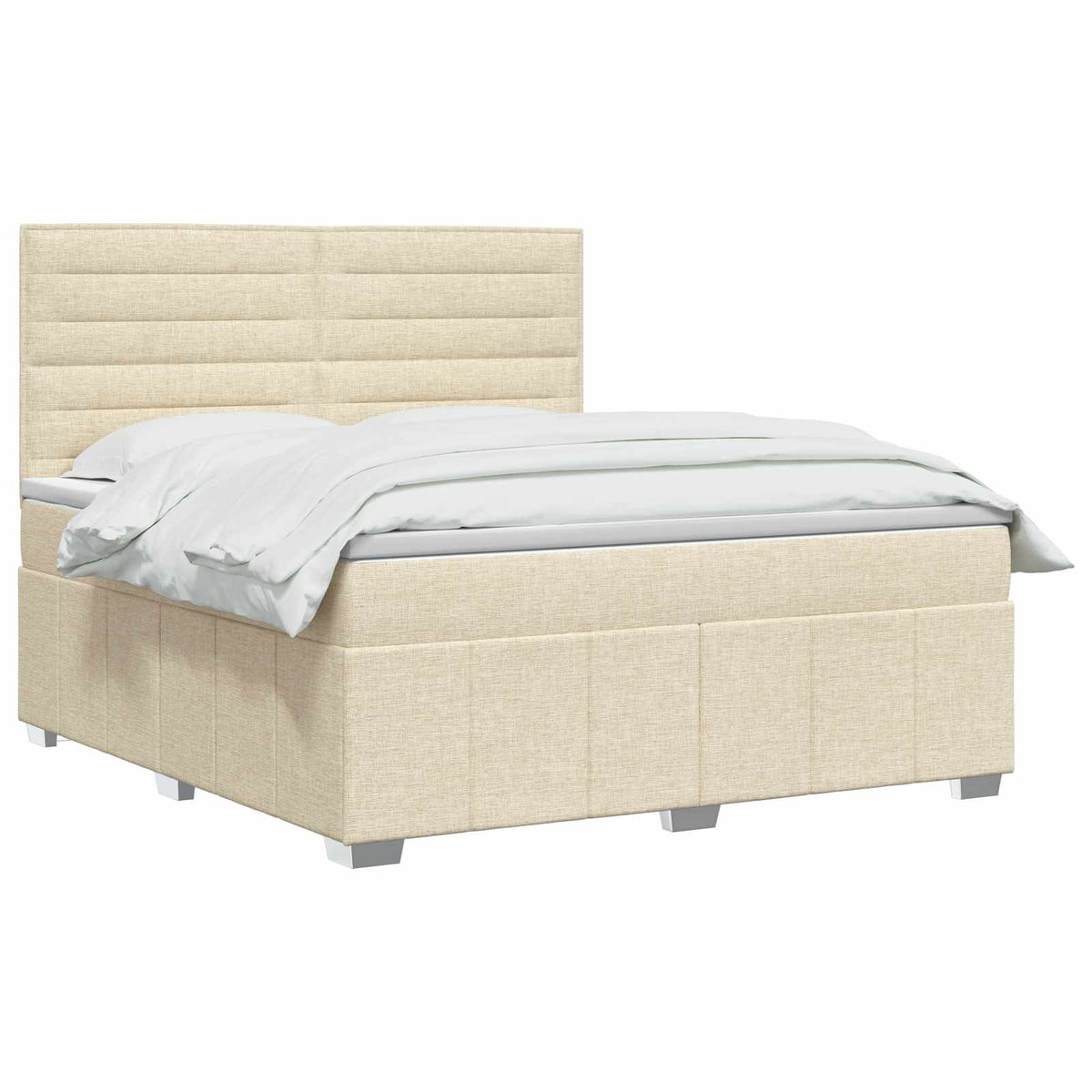 Postel Boxspring S Matrací S Čelo Krémová 140 X 200 Cm Textil