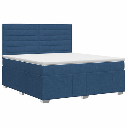 Postel Boxspring S Matrací S Čelo Modrá 140 X 200 Cm Textil
