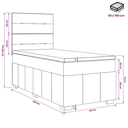 Postel Boxspring S Matrací S Čelo Jednoduchý Textil