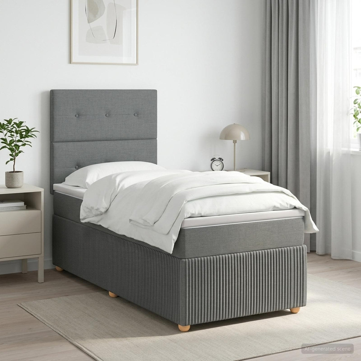 Postel Boxspring S Matrací S Čelo Jednoduchý Textil