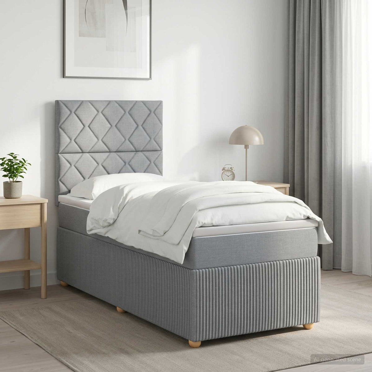 Postel Boxspring S Matrací S Čelo Jednoduchý Textil