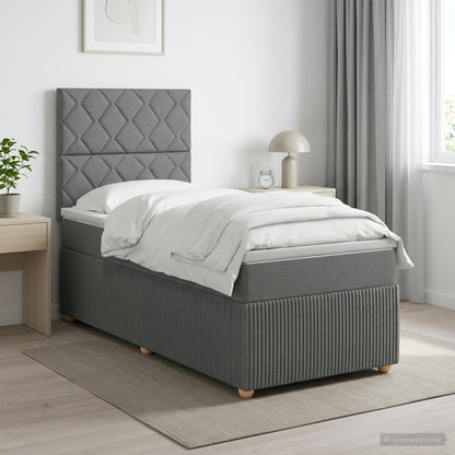 Postel Boxspring S Matrací S Čelo Jednoduchý Textil