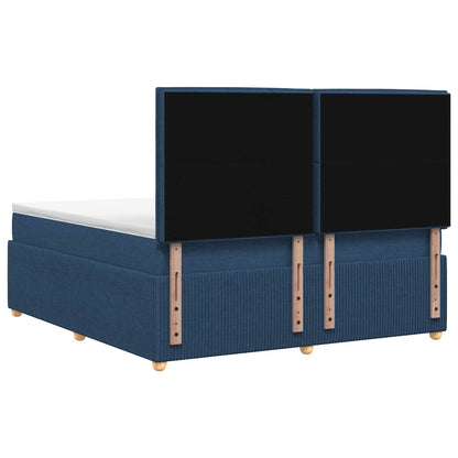 Postel Boxspring S Matrací S Čelo Modrá 140 X 190 Cm Textil