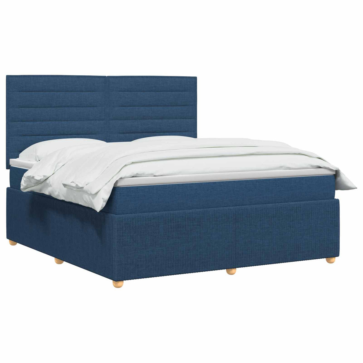 Postel Boxspring S Matrací S Čelo Modrá 140 X 190 Cm Textil