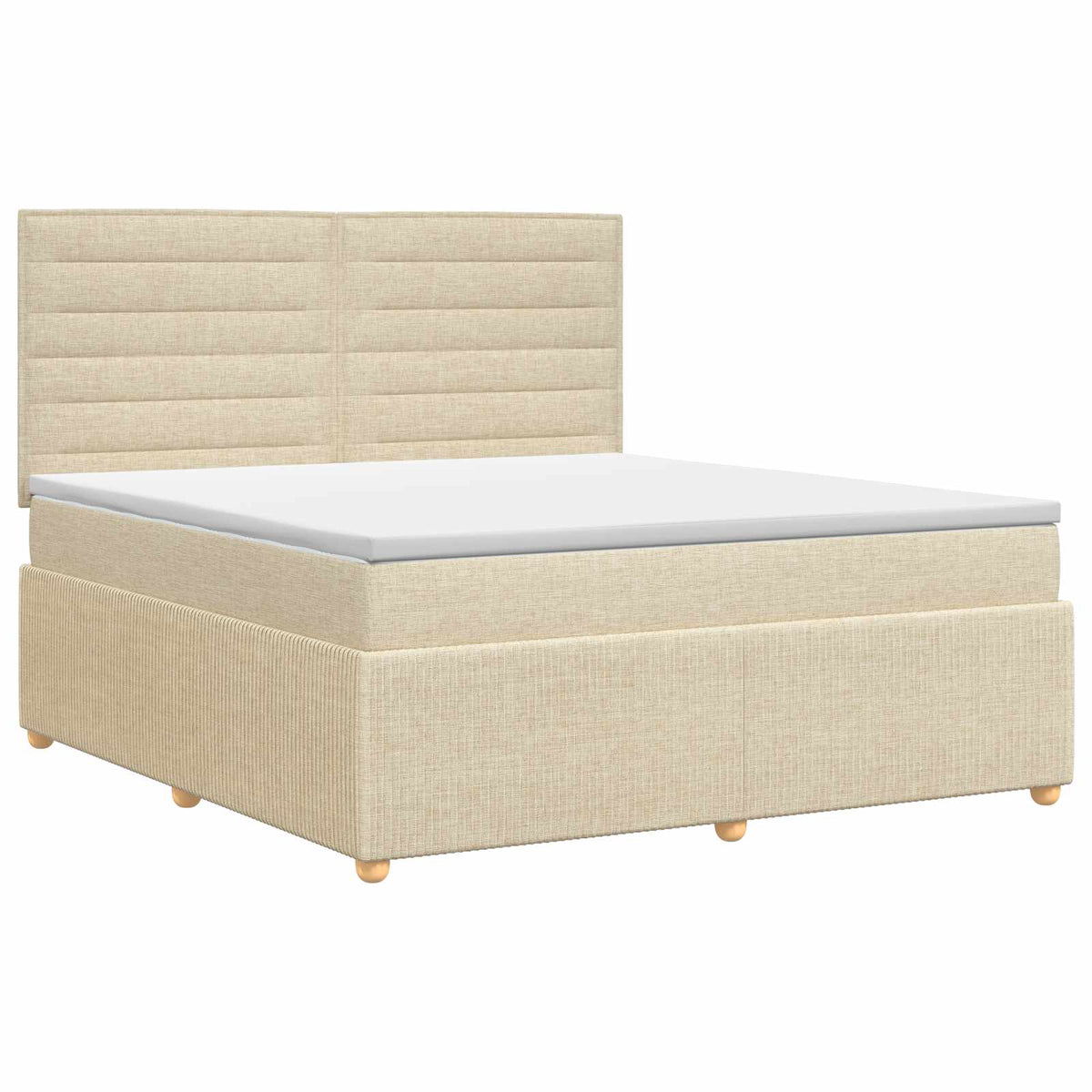 Postel Boxspring S Matrací S Čelo Krémová 140 X 200 Cm Textil