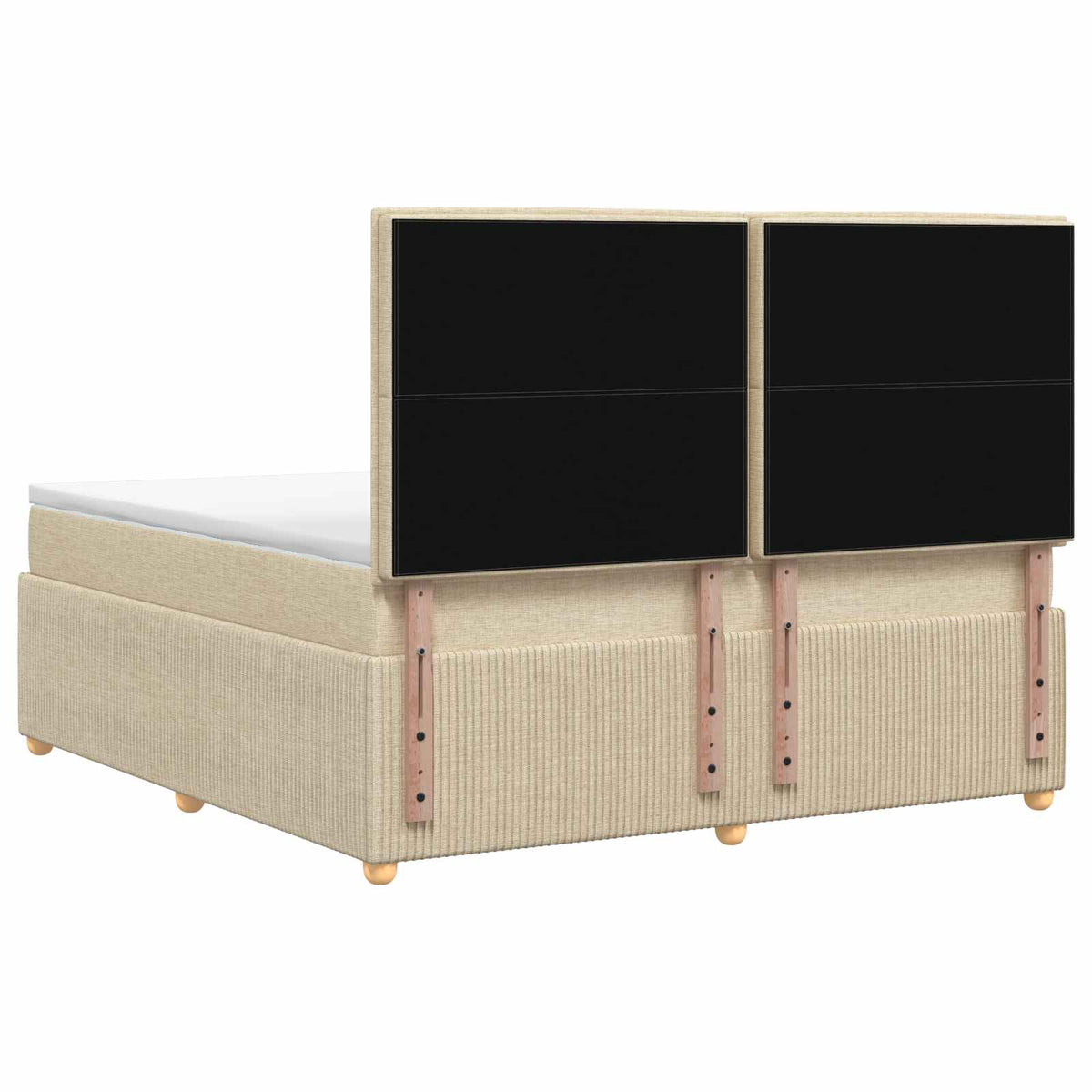 Postel Boxspring S Matrací S Čelo Krémová 140 X 200 Cm Textil