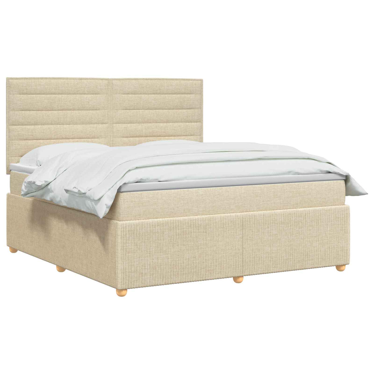 Postel Boxspring S Matrací S Čelo Krémová 140 X 200 Cm Textil