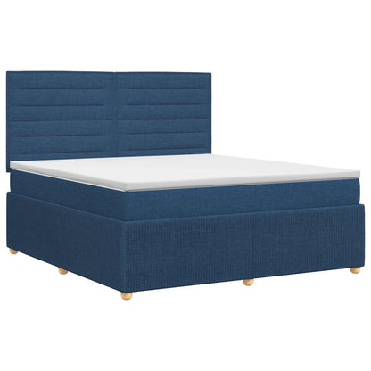 Postel Boxspring S Matrací S Čelo Modrá 140 X 200 Cm Textil