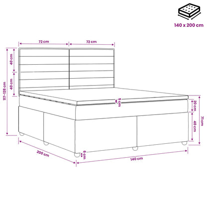 Postel Boxspring S Matrací S Čelo Modrá 140 X 200 Cm Textil