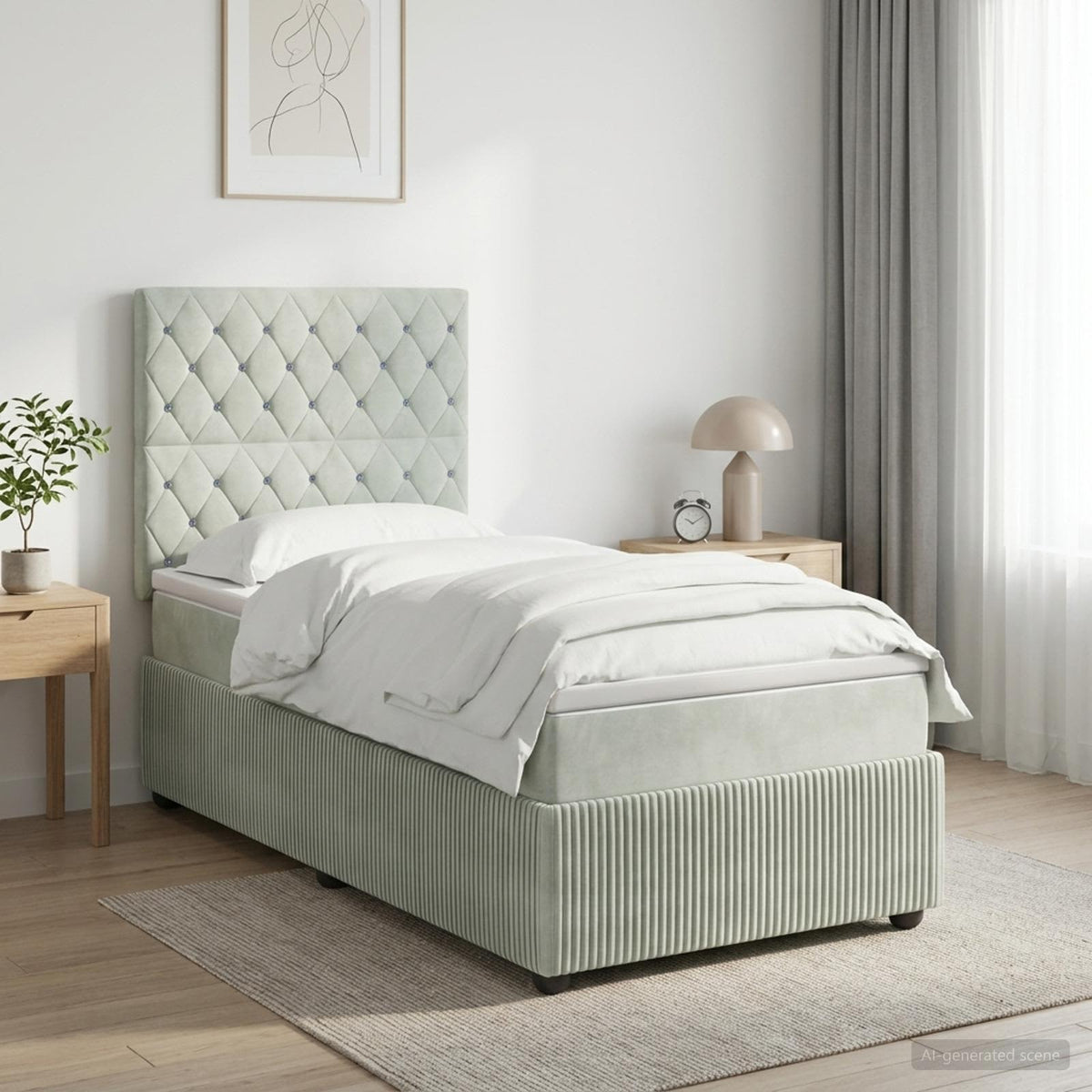 Postel Boxspring S Matrací S Čelo Jednoduchý Samet