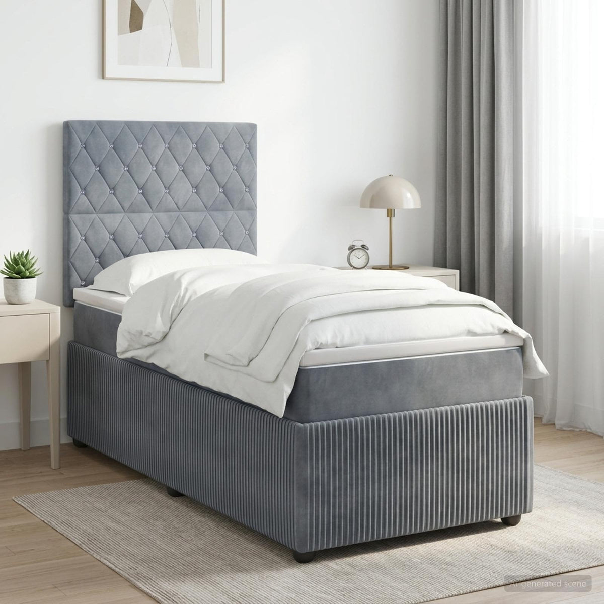 Postel Boxspring S Matrací S Čelo Jednoduchý Samet