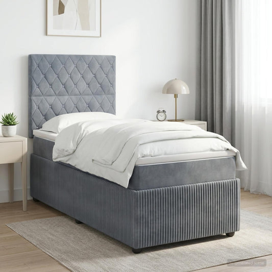 Postel Boxspring S Matrací S Čelo Jednoduchý Samet