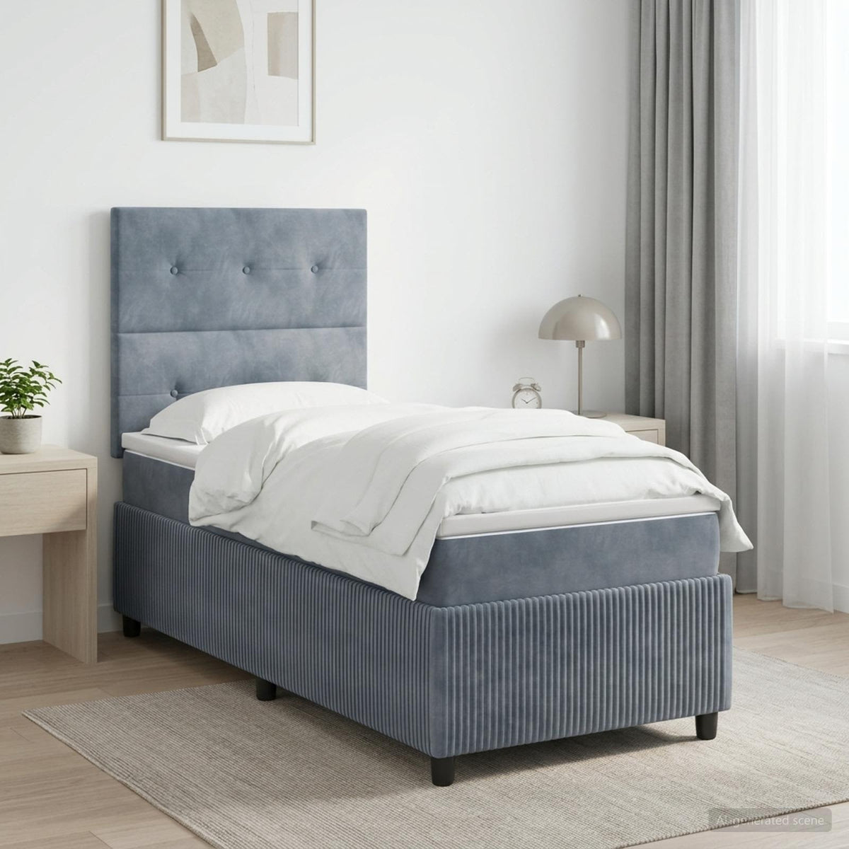 Postel Boxspring S Matrací S Čelo Jednoduchý Samet
