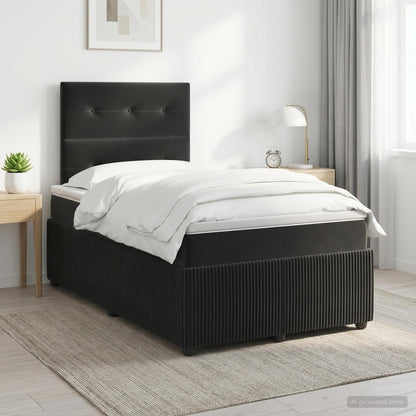 Postel Boxspring S Matrací S Čelo Černá 120 X 200 Cm Samet