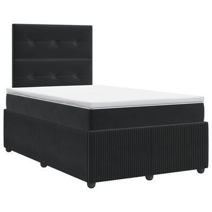 Postel Boxspring S Matrací S Čelo Černá 120 X 200 Cm Samet