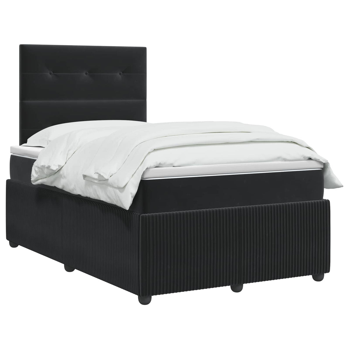 Postel Boxspring S Matrací S Čelo Černá 120 X 200 Cm Samet