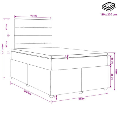Postel Boxspring S Matrací S Čelo Černá 120 X 200 Cm Samet
