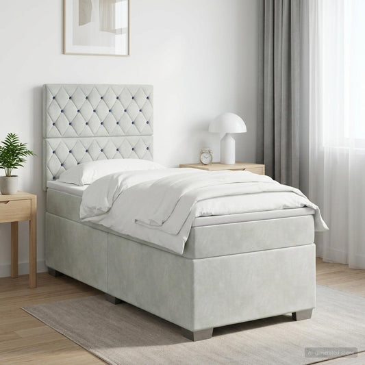 Box Spring Postel S Matrací A Led 90 X 190 Cm Samet