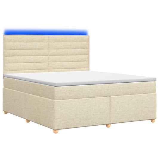 Postel Boxspring S Matrací S Čelo Krémová 140 X 200 Cm Textil