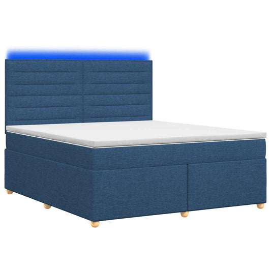 Postel Boxspring S Matrací S Čelo Modrá 140 X 200 Cm Textil