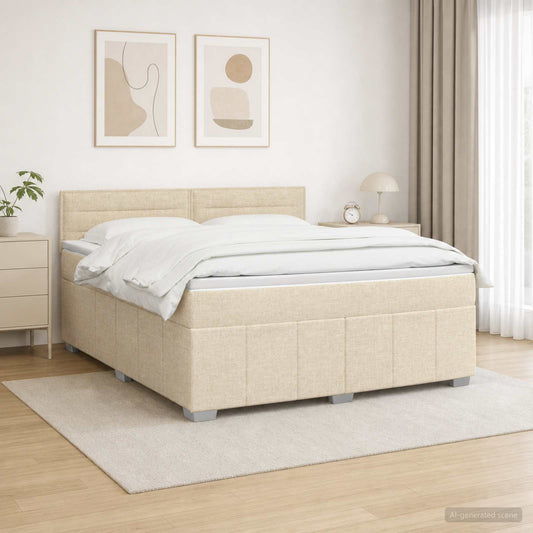 Led Rošt S Matrací S Led Pásky Krémová 140 X 190 Cm Textil