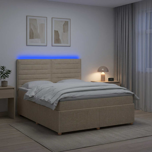 Led Rošt S Matrací S Led Pásky Krémová 140 X 190 Cm Textil