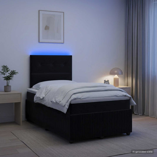 Led Rošt S Matrací S Led Pásky S Čelo Černá 120 X 200 Cm Samet