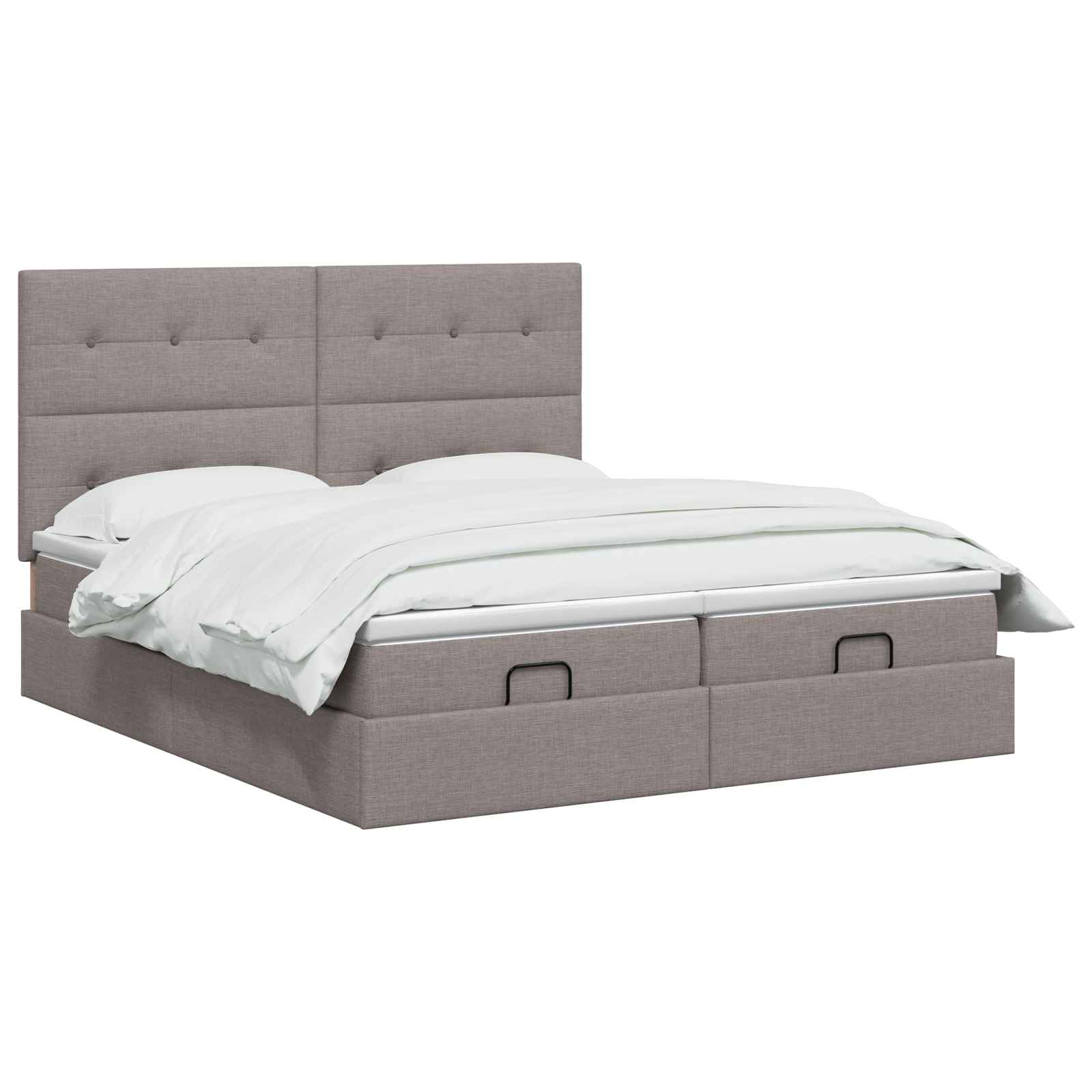 Polohovací Postel S Matrací S Čelo 2 Ks Taupe Textil