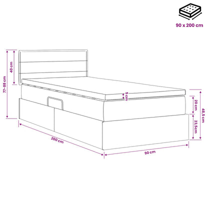 Postel S Úložným Prostorem A Matrací Krémová 90 X 200 Cm Samet