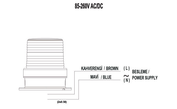 MUCCO SNT-915-B-4 90 průměr 5 světelných režimů 10 melodických SMD LED s bzučákem 12-24V AC/DC modrá střešní lampa