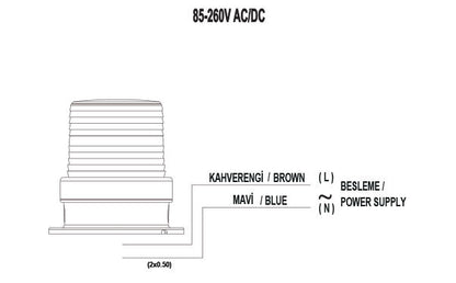 MUCCO SNT-915-B-4 90 průměr 5 světelných režimů 10 melodických SMD LED s bzučákem 12-24V AC/DC modrá střešní lampa