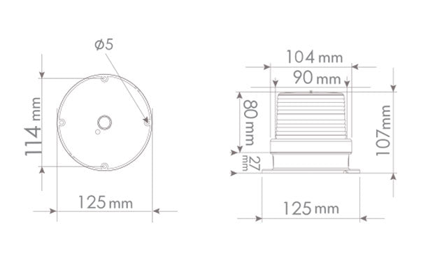MUCCO SNT-915-B-4 90 průměr 5 světelných režimů 10 melodických SMD LED s bzučákem 12-24V AC/DC modrá střešní lampa