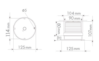 MUCCO SNT-915-B-4 90 průměr 5 světelných režimů 10 melodických SMD LED s bzučákem 12-24V AC/DC modrá střešní lampa