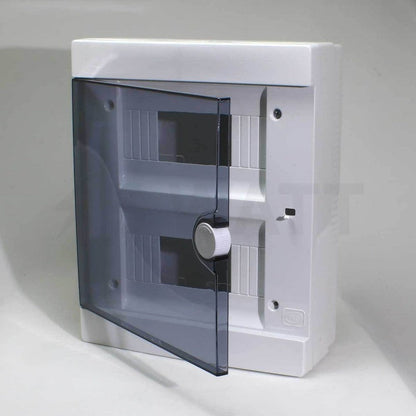 ARS Modulární rozváděč 16 MOD (16 pojistek), rozvodná skříň pro povrchovou montáž, plastová, průhledná dvířka IP40, 341205