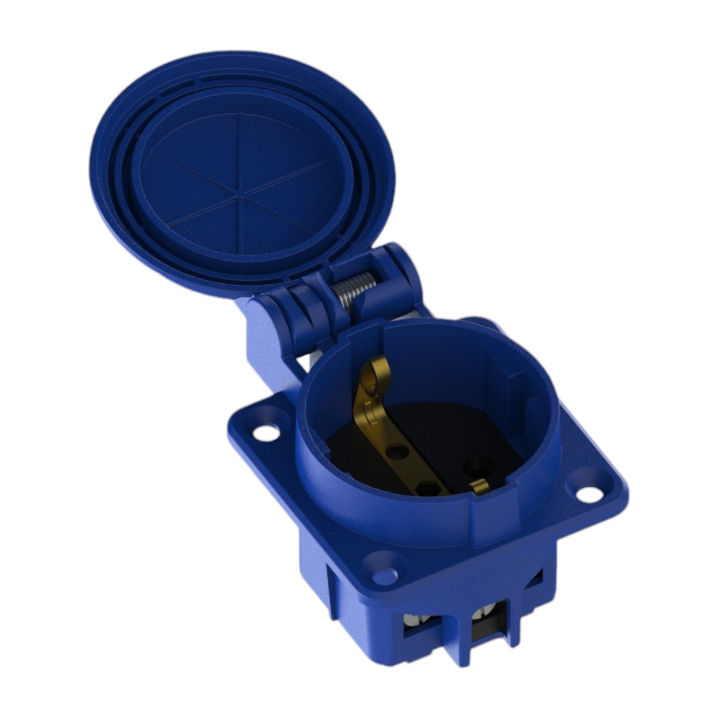 Hermetická zásuvka 2P+Z, 230/220v, s uzemněním, IP44, s klapkou, modrá, 250V  Schuko