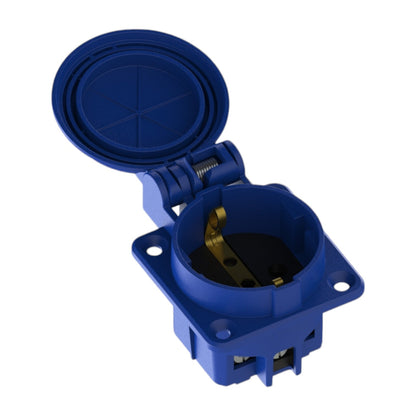 Hermetická zásuvka 2P+Z, 230/220v, s uzemněním, IP44, s klapkou, modrá, 250V  Schuko