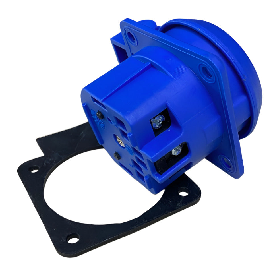 Hermetická zásuvka 2P+Z, 230/220v, s uzemněním, IP44, s klapkou, modrá, 250V  Schuko