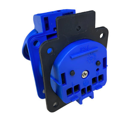 Hermetická zásuvka 2P+Z, 230/220v, s uzemněním, IP44, s klapkou, modrá, 250V  Schuko