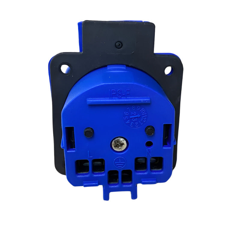 Hermetická zásuvka 2P+Z, 230/220v, s uzemněním, IP44, s klapkou, modrá, 250V  Schuko
