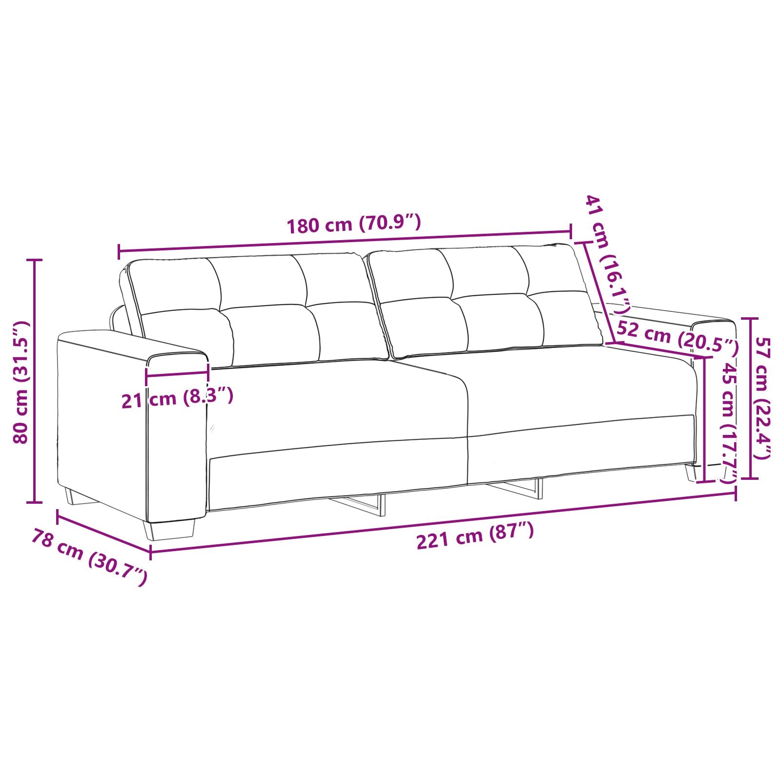 Set 2 Hnědá Látka, Dřevo Velká Stylová Pohovka Obdélníková