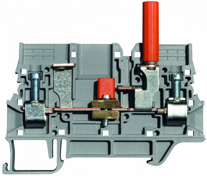 ONKA 6mm2 Šroubová kolejnicová spojka svorkovnice s testovacím Terminál na DIN lištu 2-vodičová šedá, 1010213