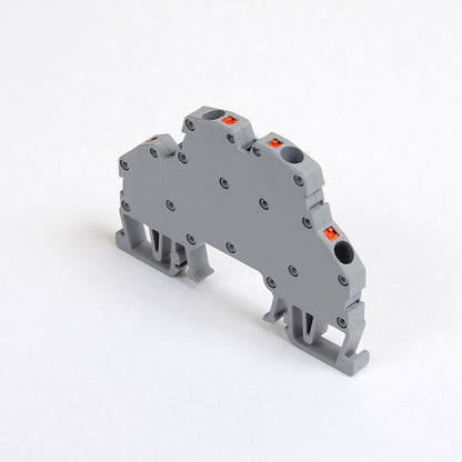 ONKA 4mm2, 2 patrová pružinová kolejnicová spojka svorkovnice Terminál na DIN lištu 4-vodičová šedá, 1020406