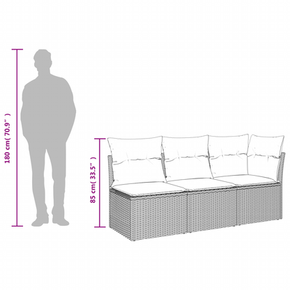 | Zahradní Sofa | S Polštářem Hnědá 172 X 62 X 69 Cm Poly Ratan