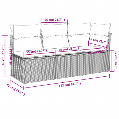 | Zahradní Sofa | S Polštářem Hnědá 172 X 62 X 69 Cm Poly Ratan