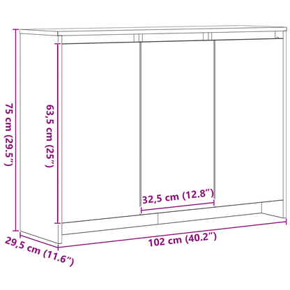 Servírovací Skříň Černá 102 X 29.5 X 75 Cm Kompozitní Dřevo