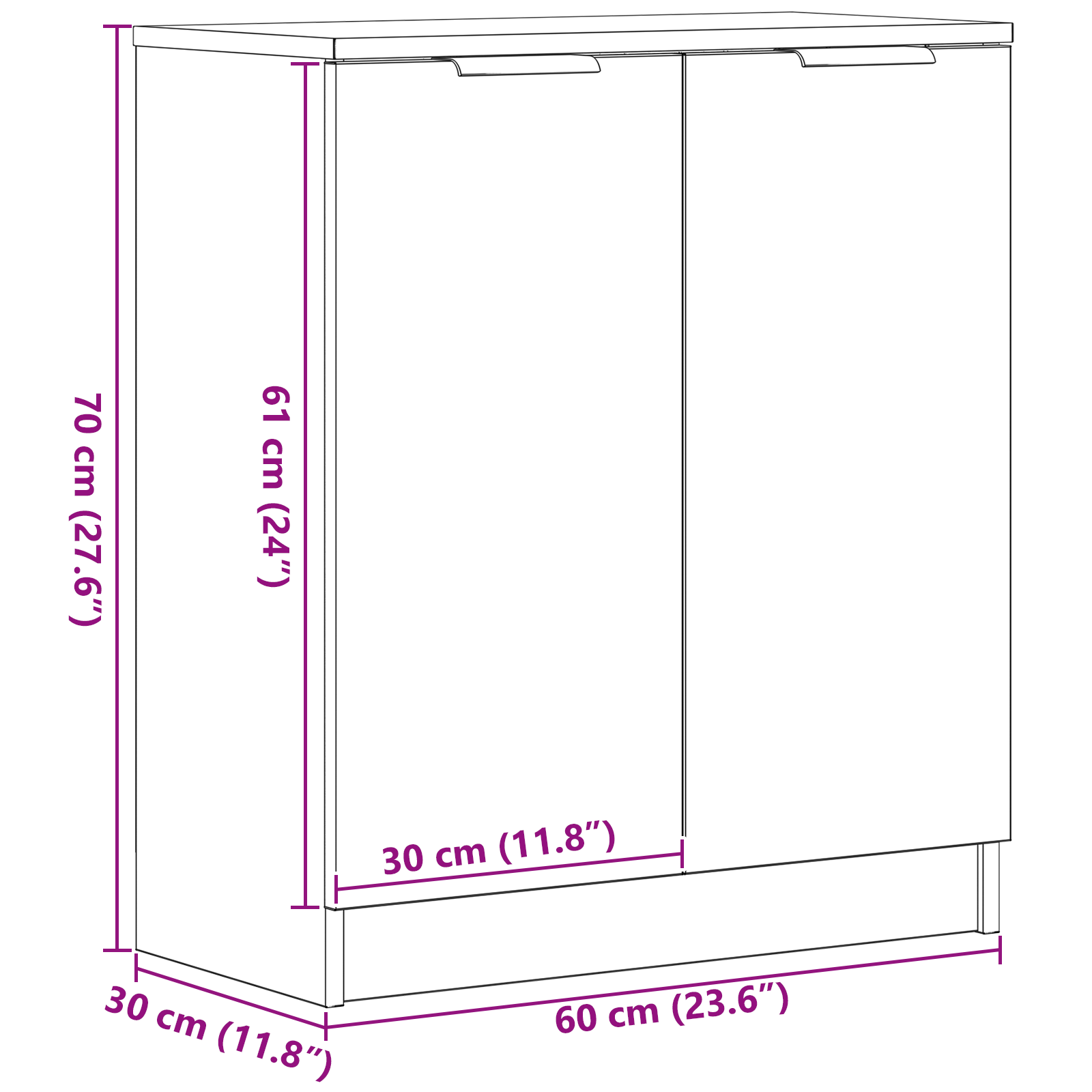 Servírovací Skříň Černý Dub 60 X 30 X 70 Cm Kompozitní Dřevo