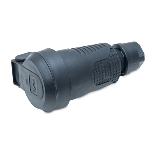 Hermetický černý gumová zásuvka IP54 s klapkou 2P+Z 16A 250V SCHUKO RDP-F Bylion