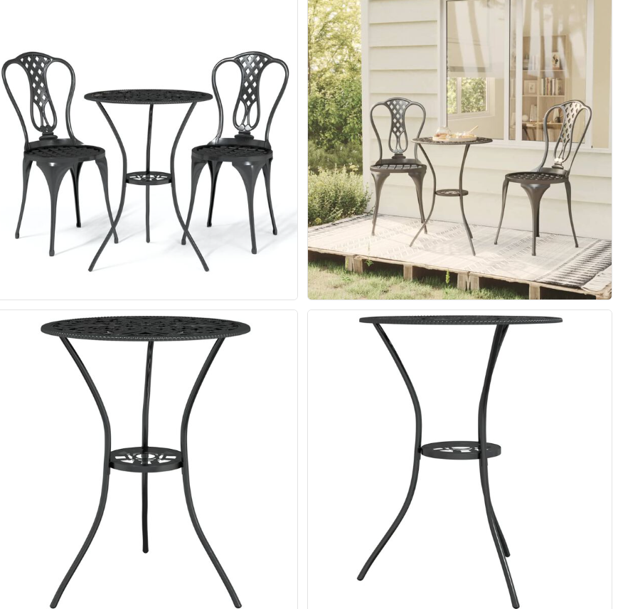 3dílný balkónový set litý hliník bílý