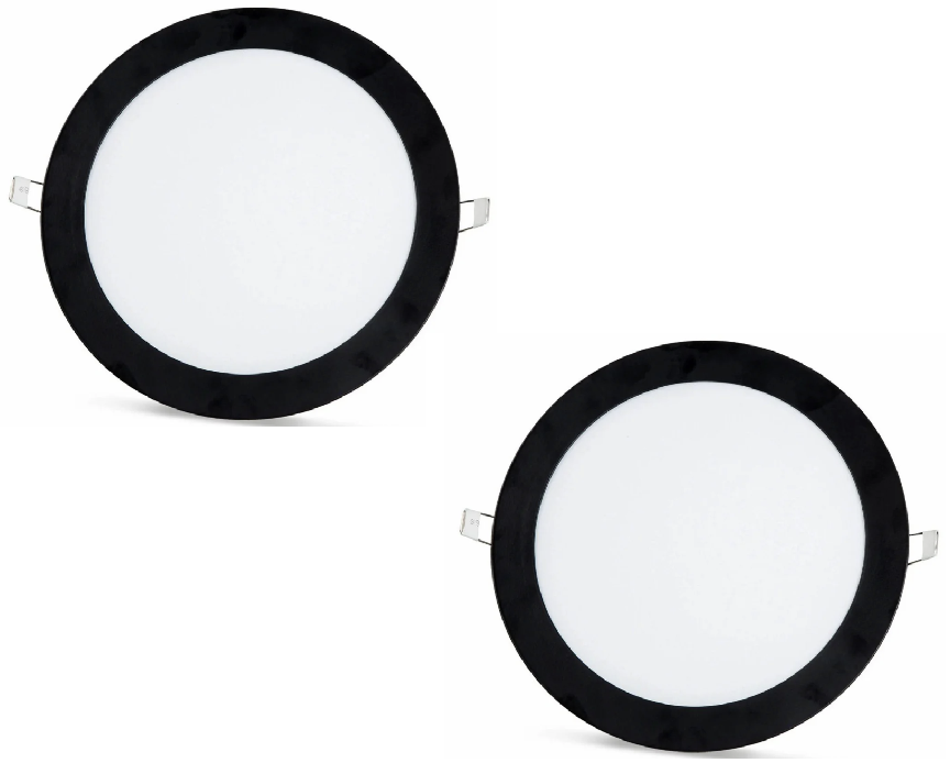 2 ks - SLIM LED panel černý rám studená bílá /6500K 18W / 1620Lm kruhový vestavný kulatý (napájecí zdroj součástí sestavy) 6500K YL10-1800-S